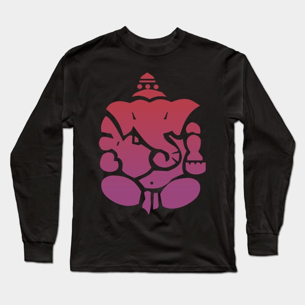 Red Abstract Lord Ganesha Destroyer of Obstacles Long Sleeve T-Shirt by MOP tees